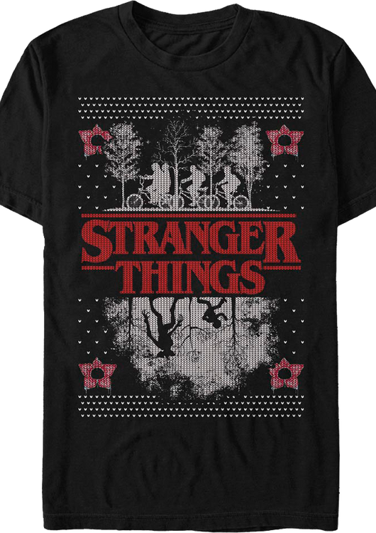 Upside Down Faux Ugly Christmas Sweater Stranger Things T-Shirt - main product image