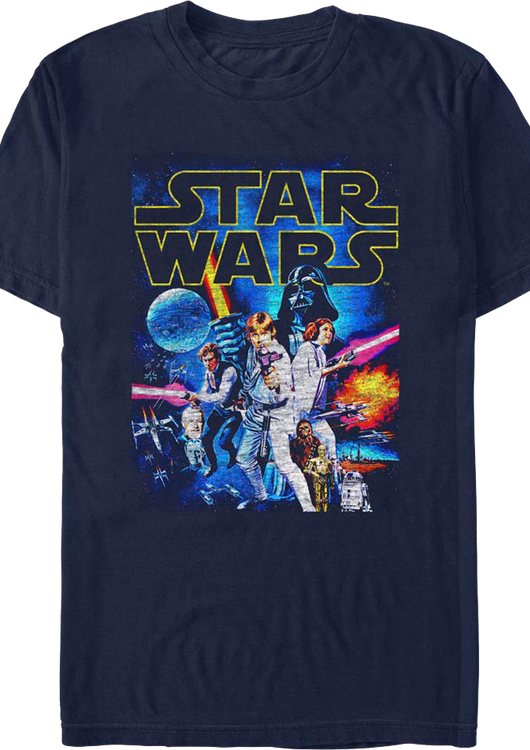 Vintage 1977 Poster Star Wars Episode IV T-Shirt - main product image