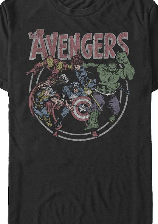 Vintage Avengers Collage Marvel Comics T-Shirt - main product image