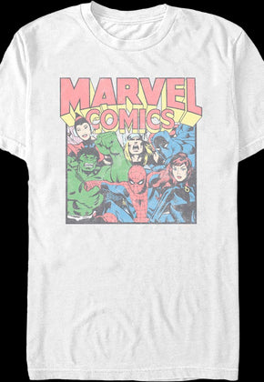 Vintage Heroes Collage Marvel Comics T-Shirt