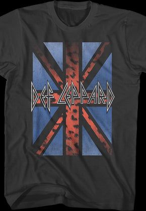 Vintage Leopard Print Flag Def Leppard T-Shirt