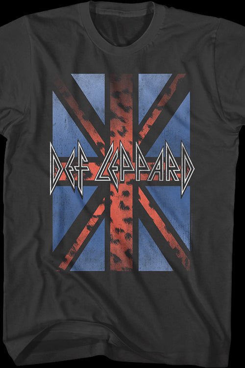 Vintage Leopard Print Flag Def Leppard T-Shirtmain product image