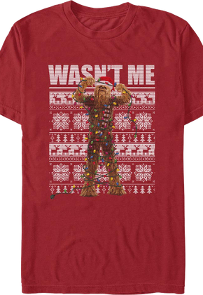 Wasn't Me Chewbacca Faux Ugly Christmas Sweater Star Wars T-Shirt