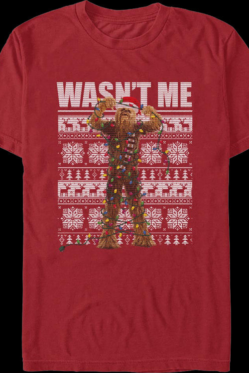 Wasn't Me Chewbacca Faux Ugly Christmas Sweater Star Wars T-Shirtmain product image