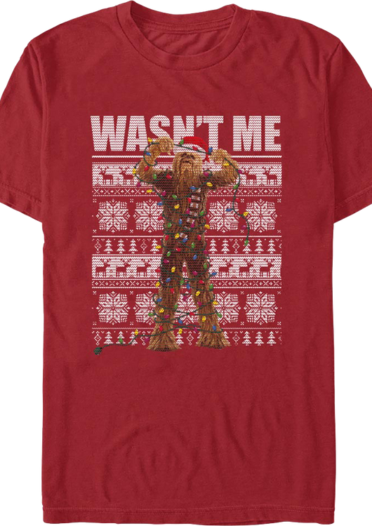 Wasn't Me Chewbacca Faux Ugly Christmas Sweater Star Wars T-Shirt - main product image
