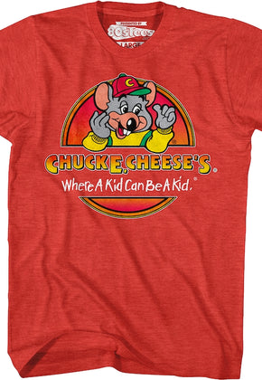 Red Where A Kid Can Be A Kid Chuck E. Cheese T-Shirt