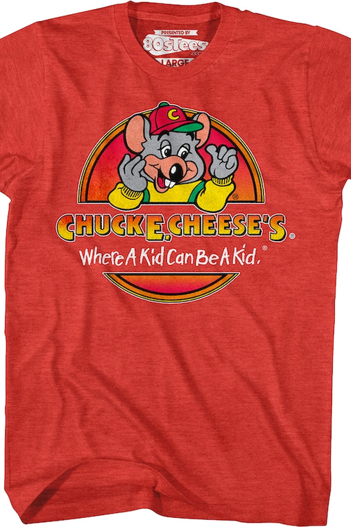 Red Where A Kid Can Be A Kid Chuck E. Cheese T-Shirtmain product image