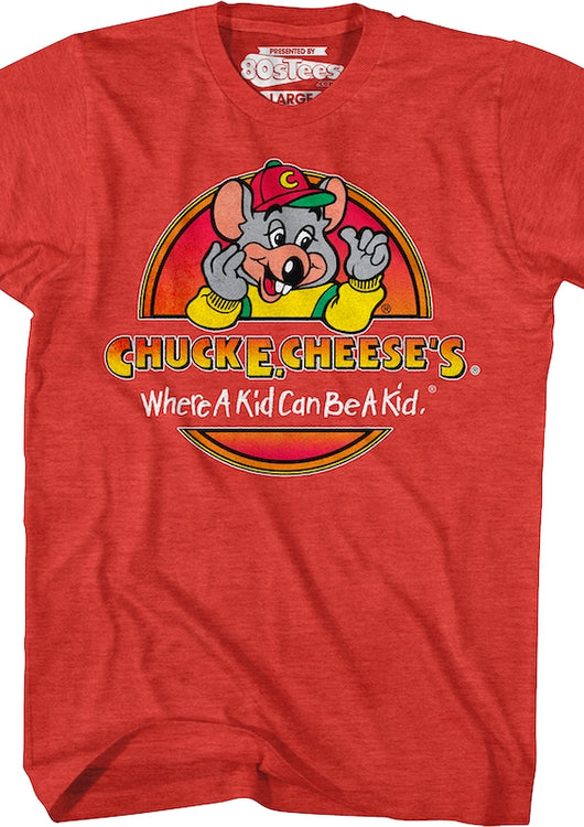 Red Where A Kid Can Be A Kid Chuck E. Cheese T-Shirt - main product image