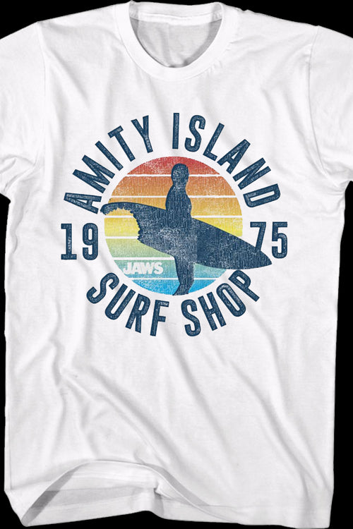 White Amity Island Surf Shop Jaws T-Shirtmain product image