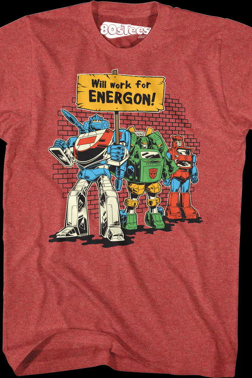 Will Work For Energon Transformers T-Shirtmain product image