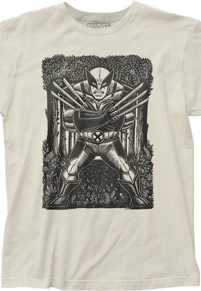 Wolverine Woodcut Art Marvel Comics T-Shirt