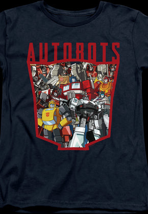Womens Autobots Logo Collage Transformers Shirt