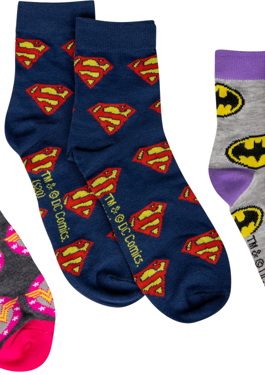 Womens Batgirl Supergirl Wonder Woman 3-Pair Quarter Socks - main product image