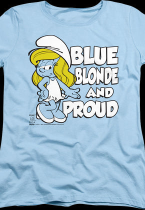 Womens Blue Blonde And Proud Smurfs Shirt