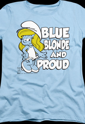 Womens Blue Blonde And Proud Smurfs Shirt