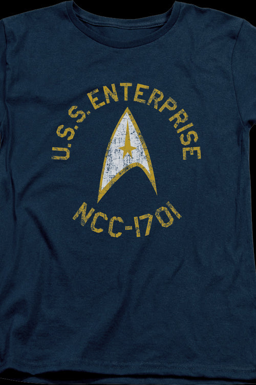 Womens Blue Distressed USS Enterprise Star Trek Shirtmain product image