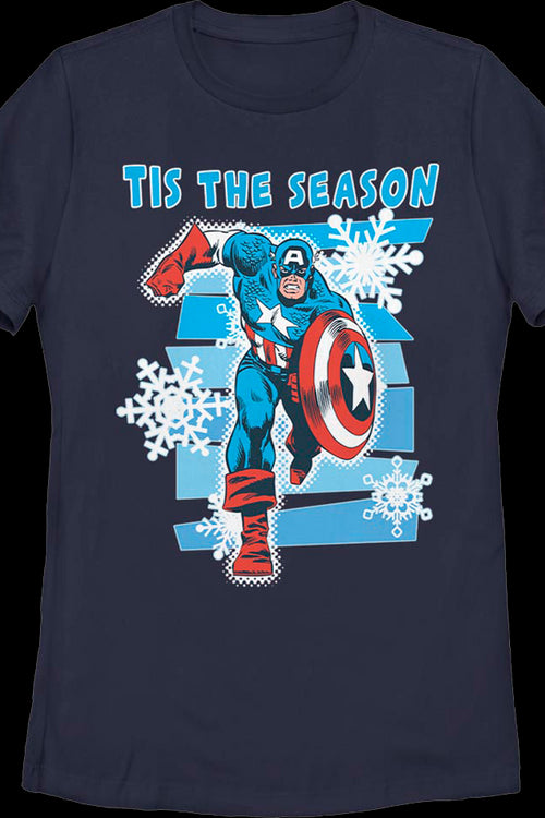 Womens Captain America Tis The Season Marvel Comics Shirtmain product image