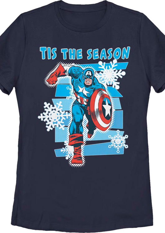 Womens Captain America Tis The Season Marvel Comics Shirt - main product image
