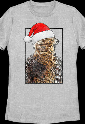 Womens Chewbacca Santa Claus Hat Star Wars Shirt