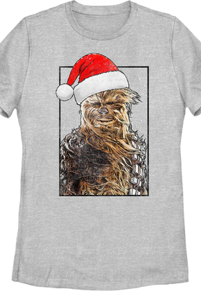 Womens Chewbacca Santa Claus Hat Star Wars Shirt