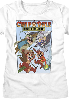 White Womens Comic Book Cover Chip 'n Dale Rescue Rangers Shirt