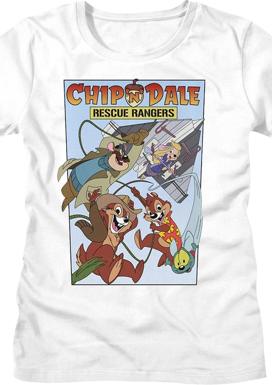 White Womens Comic Book Cover Chip 'n Dale Rescue Rangers Shirt - main product image