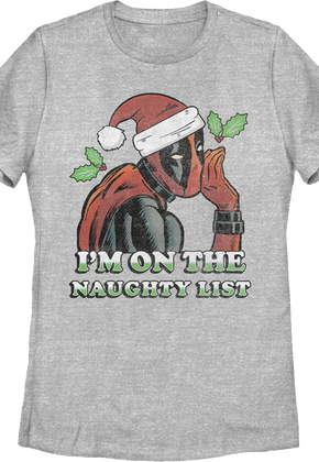 Womens Deadpool I'm On The Naughty List Marvel Comics Shirt