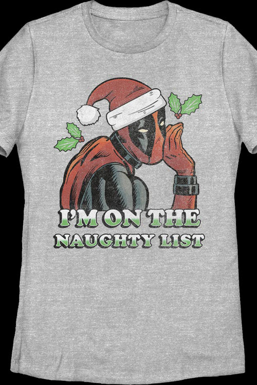 Womens Deadpool I'm On The Naughty List Marvel Comics Shirtmain product image