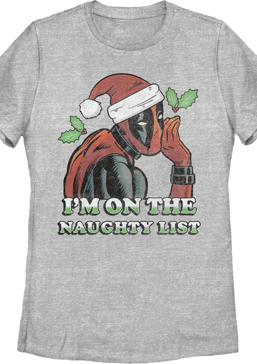 Womens Deadpool I'm On The Naughty List Marvel Comics Shirt - main product image