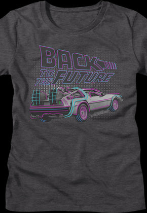 Womens DeLorean Neon Outline Back To The Future Shirt