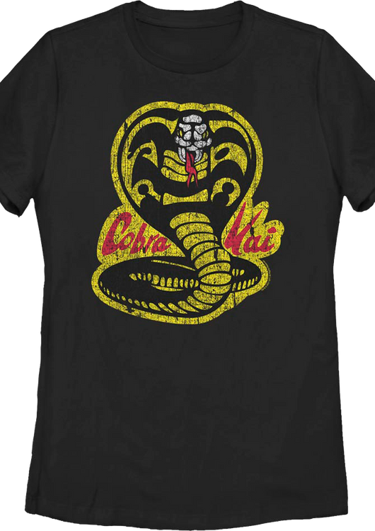 Womens Distressed Logo Cobra Kai Shirt - main product image
