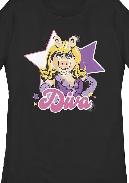 Black Womens Diva Miss Piggy Muppets Shirt - main product image
