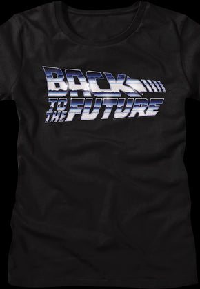 Womens Faux Chrome Logo Back To The Future Shirt