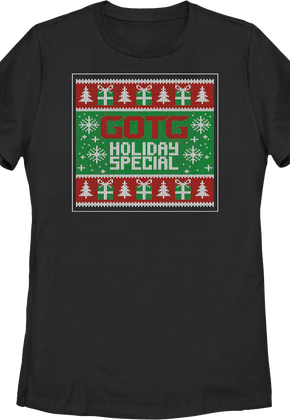 Womens GOTG Holiday Special Faux Ugly Sweater Marvel Comics Shirt
