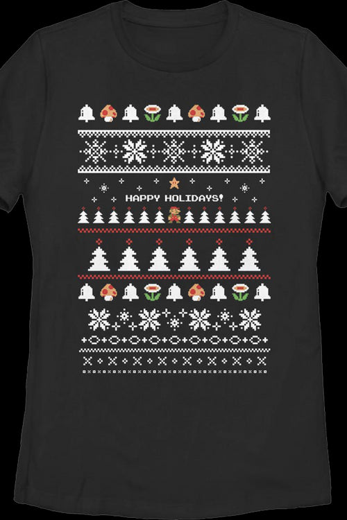 Womens Happy Holidays Faux Ugly Xmas Sweater Super Mario Bros. Shirtmain product image