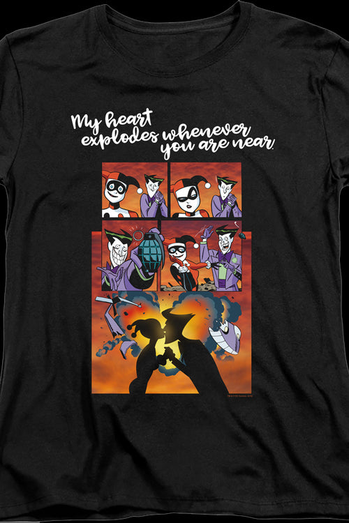 Womens Harley Quinn And The Joker Heart Explodes DC Comics Shirtmain product image