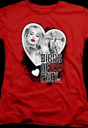 Womens Harley Quinn Heart Collage Birds Of Prey Shirt