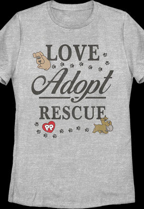 Womens Love Adopt Rescue Pound Puppies Shirt