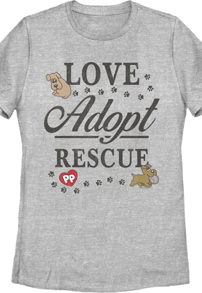 Womens Love Adopt Rescue Pound Puppies Shirt