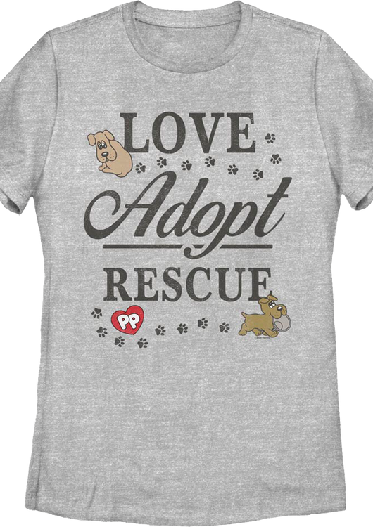 Womens Love Adopt Rescue Pound Puppies Shirt - main product image