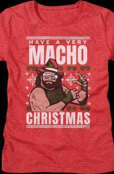 Womens Macho Christmas Faux Ugly Sweater Macho Man Randy Savage Shirt