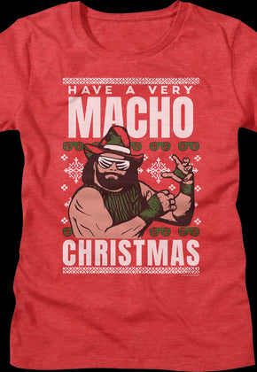 Womens Macho Christmas Faux Ugly Sweater Macho Man Randy Savage Shirt