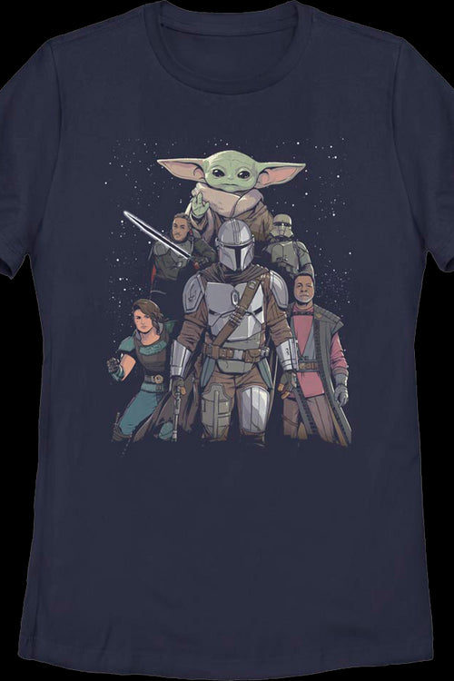 Womens Mandalorian Illustrated Cast Collage Star Wars Shirtmain product image