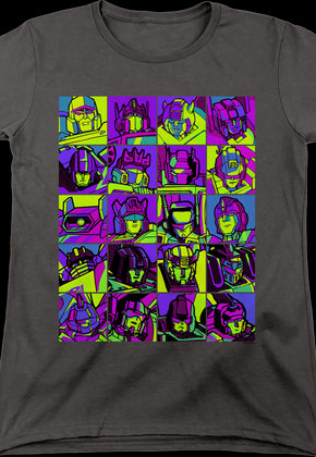 Womens Neon Pop Art Robot Collage Transformers Shirt