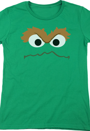 Womens Oscar The Grouch Face Sesame Street Shirt