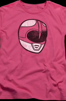 Womens Pink Ranger Helmet Mighty Morphin Power Rangers Shirt