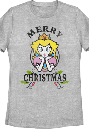 Womens Princess Peach Merry Christmas Nintendo Shirt