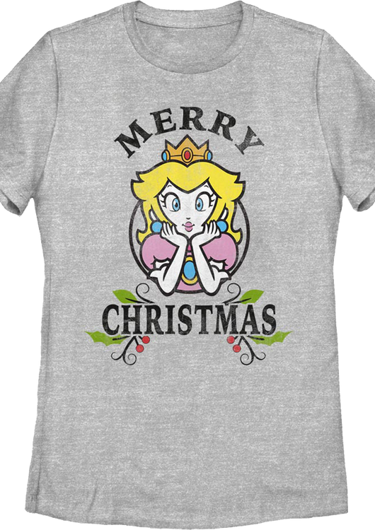 Womens Princess Peach Merry Christmas Nintendo Shirt - main product image