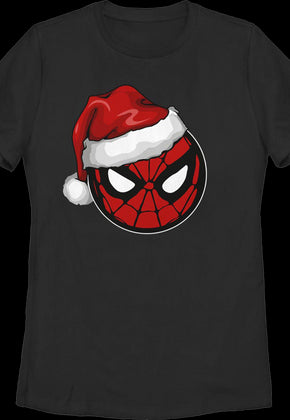 Womens Santa Hat Spider-Man Shirt