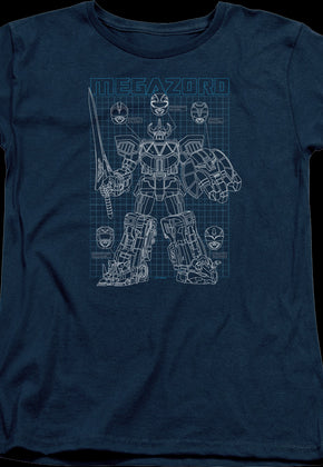 Womens Schematic Megazord Mighty Morphin Power Rangers Shirt
